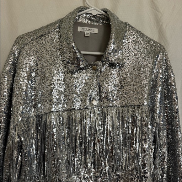 12th Tribe Star Crossed Sequin Fringe Jacket. Small. Silver. Coachella. Vegas. - Picture 9 of 13